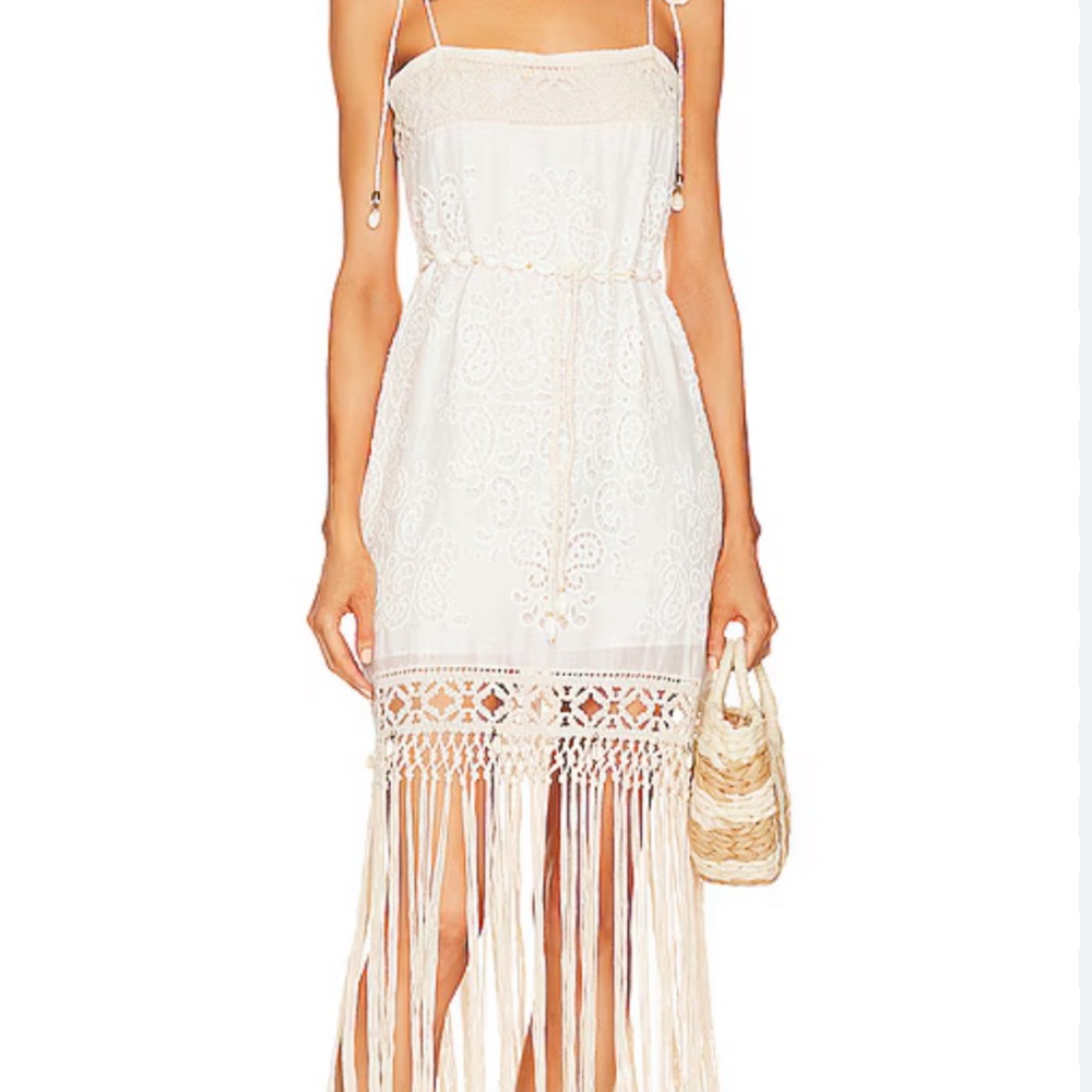White Lace Fringe Dress